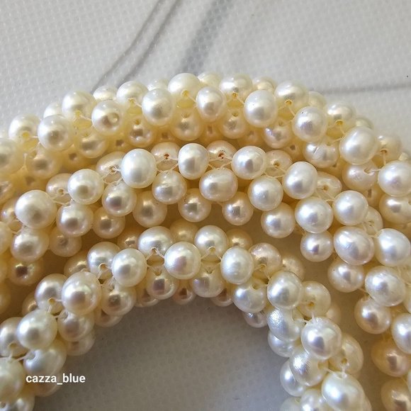 SOLD - Cultured Saltwater Japanese Akoya Handcrafted Cluster Pearl Necklace - Picture 7 of 9